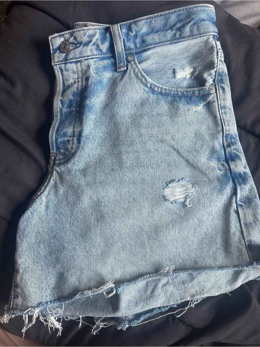 Express Light Blue Distressed Jean Shorts